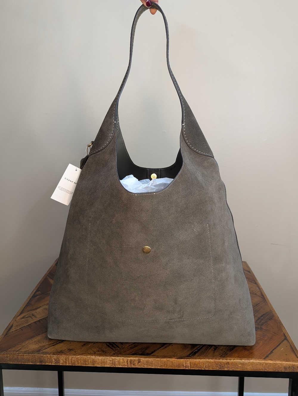 COACH Olive Suede Brooklyn Shoulder Bag - Picture 4 of 4